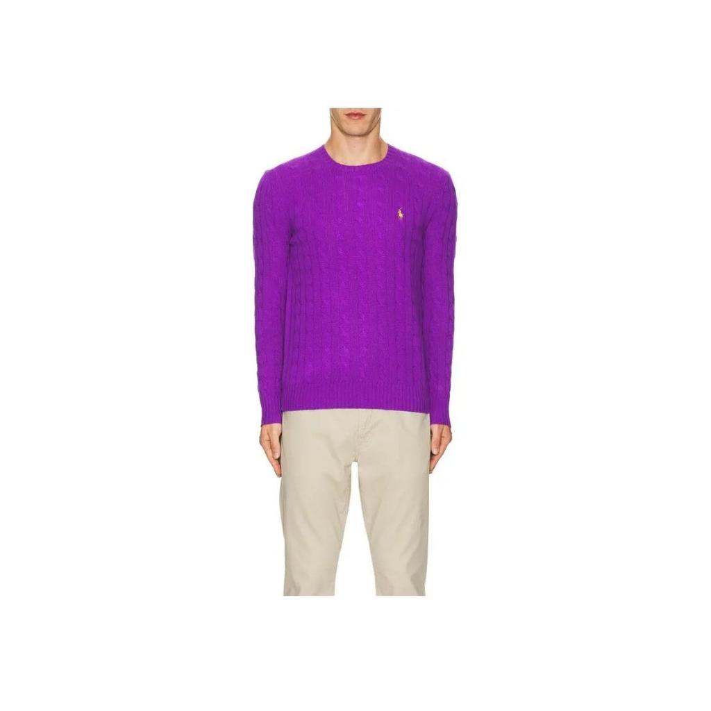 Polo Ralph Lauren Solid Logo Round Neck Long Sleeve Knit Sweater Men sweater Purple 710876762-025