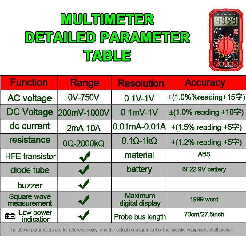 Digital Multi functional Universal Meter for Household Us Digital Multimeter for Electrical Inspection and Maintenance