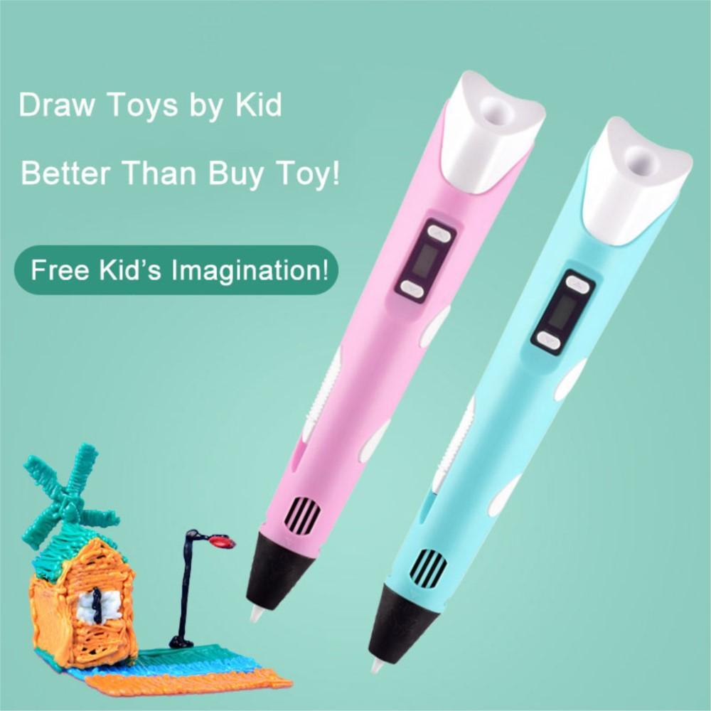 3D Printing Pen Drawing With LCD Screen Compatible Pen 9/50/100M PLA Filament Toys Safe Paiting for Children DIY Birthday Gift