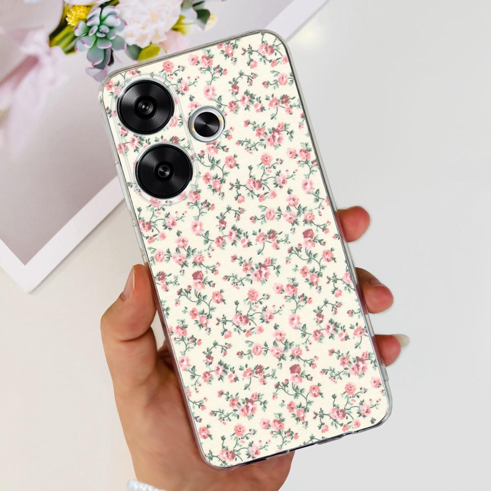 Flower Butterfly Women Fashion Back Cover For Xiaomi Redmi Turbo 3 Phone Funda Transparent Soft TPU Silicone Coque For Poco F6
