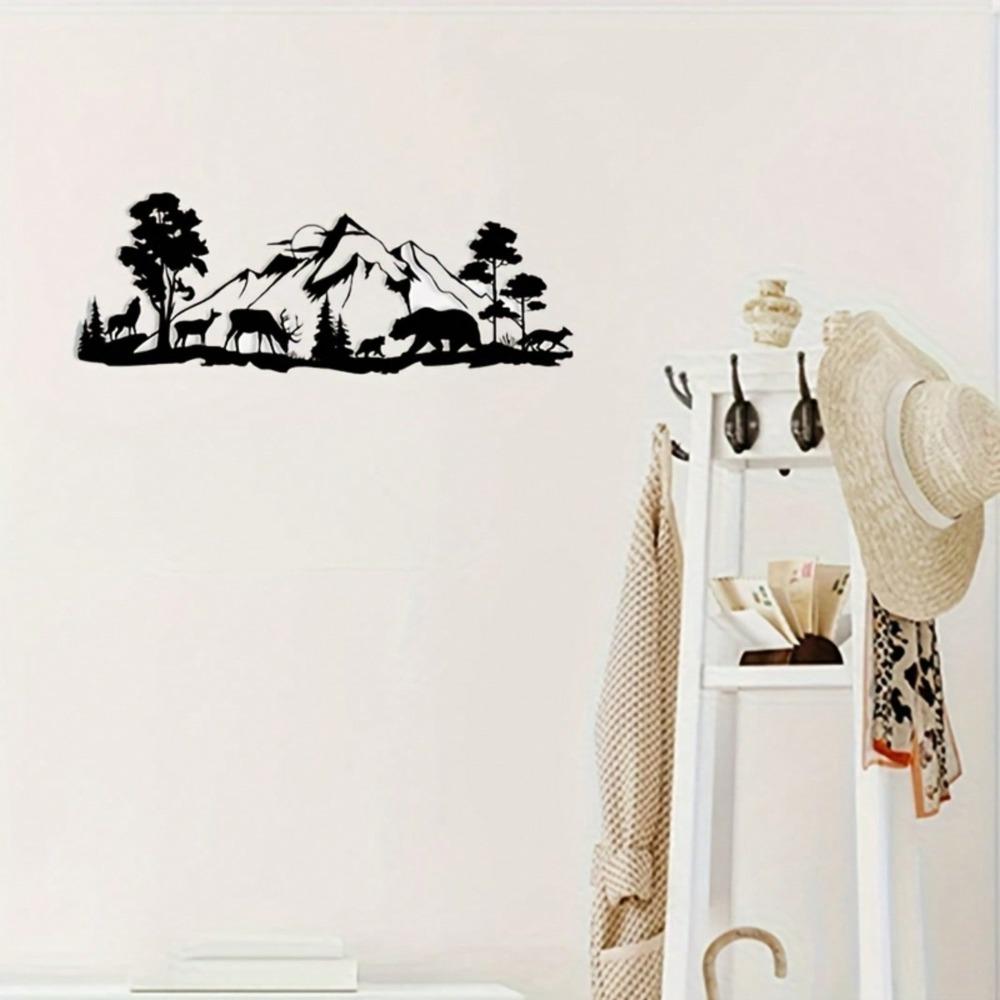 Vintage Metal Wall Art Wild Forest Animals Bear Deer Wolf Fox Squirrel Home Holiday Room Decor