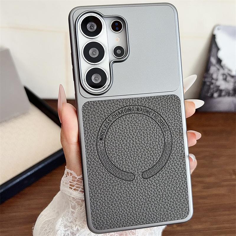 Skin Lychee Pattern Samsung S26ultra Mobile Phone Case Is Suitable for S26/s25 Magnetic Suction S25FE/S24 New S25 +