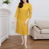 ZANZEA Women Casual Round Neck Loose Summer 3/4 Sleeve Cotton Dress
