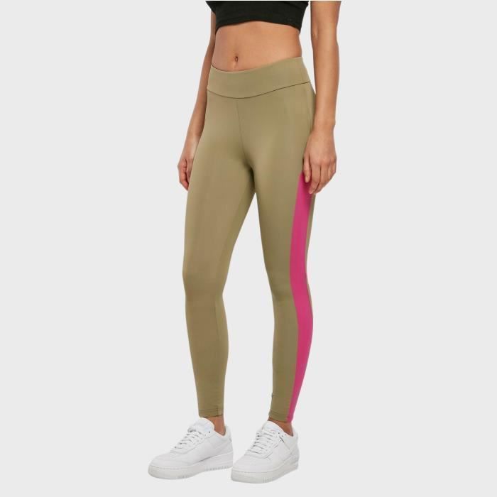 Legging femme Urban Classics Color Block - vert kaki/violet - XS
