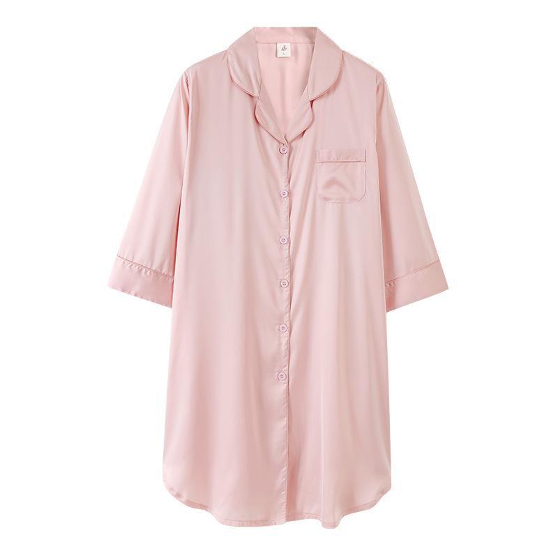 Pajamas Women's Summer Thin Ice Silk Short-sleeved Half-sleeved Simulated Silk Pajamas Cool Loungewear Large-size Dress