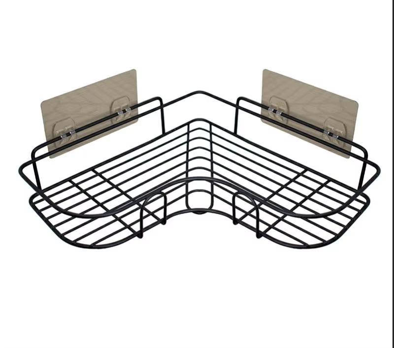 2 Tier Wall Mount No Drilling Corner Rack Shelf Bath Kitchen Bathroom Shelves