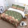 Pink and Beige Flowers On Green Background Bedding Set for Kids Luxury Gift 3pcs Digital Print Comforter Set Soft Comfortable