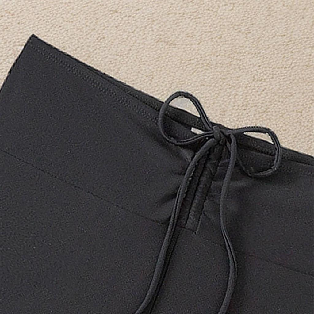 2025 European & American Solid Color Drawstring Bikini Swim Trunks for Women