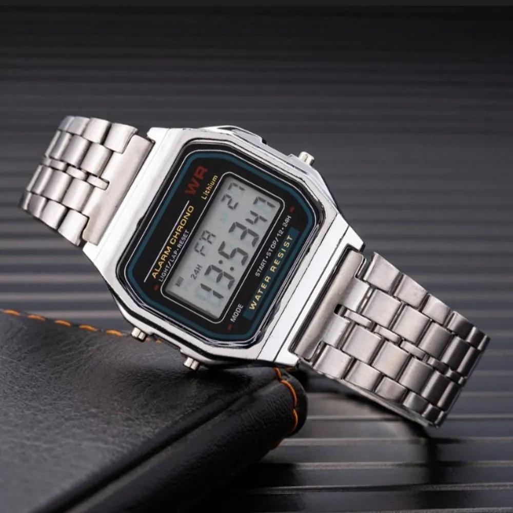 Simple Retro Digital Watch Metal Wristwatch Couple Student