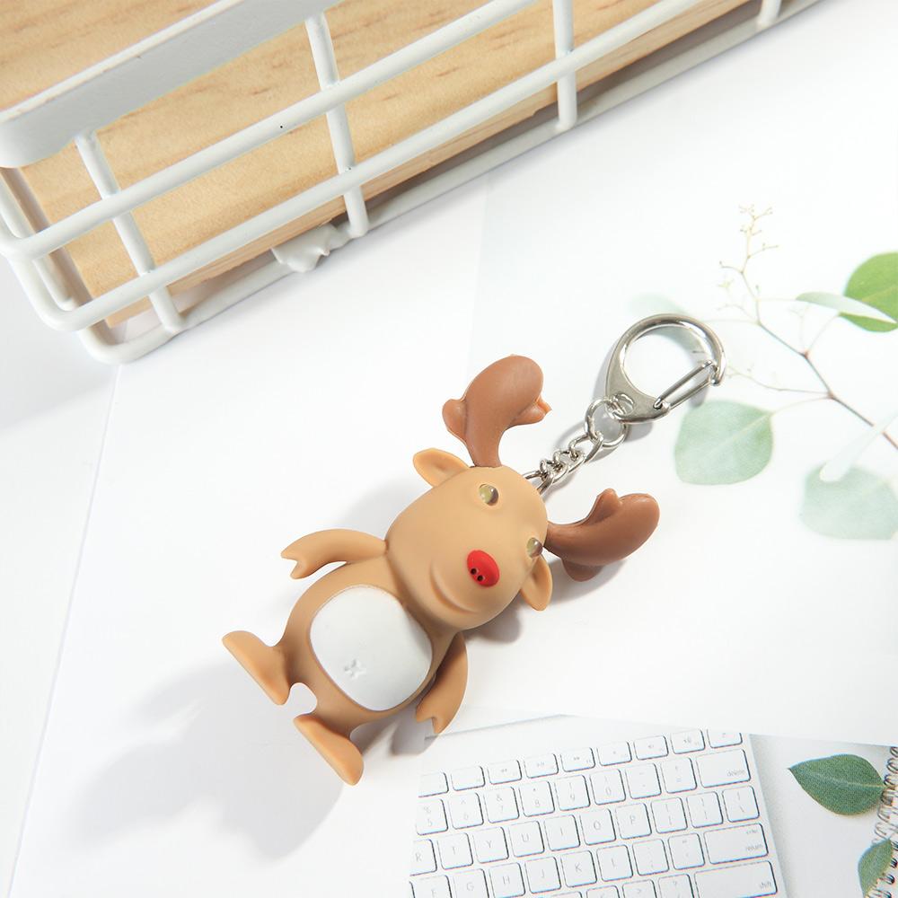 

Cute Deer Shape Mini Flashlight Vocal Key Chain Luminous Key Ring LED Lights