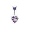 1Pcs Purple Zircon Dangle Belly Button Rings Stainless Steel Heart Butterfly Navel Piercing Long Drop Pendant Belly Ring Jewelry
