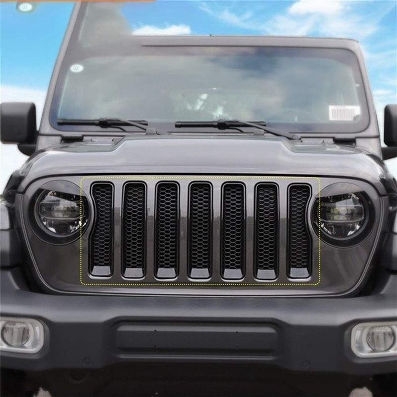 A03E-For Jeep Wrangler JL JT Gladiator 2018-2024 Front Grill Grille Mesh Erts Cover Ect Net Guard Accessories Parts