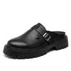 Platform Leather Mules For Men Half Shoes Man Luxury Brand Designer Men's Luxury Casual Shoes Slip On Footwear Slippers Male