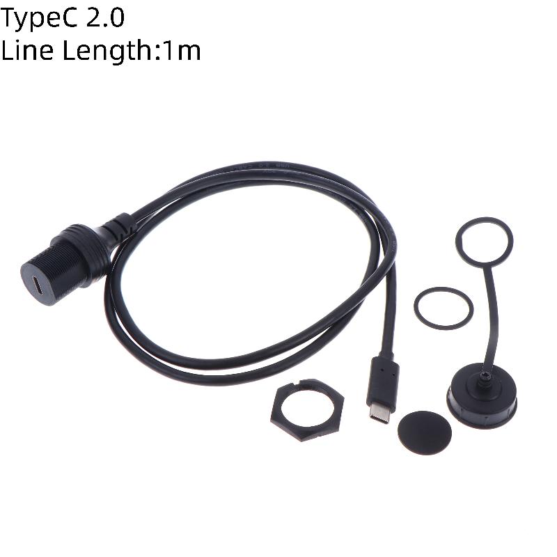 

Round Panel Mount Type-C Cable For Car Truck Trailer Boat Motorcycle Type-C Male To Female Cable A1