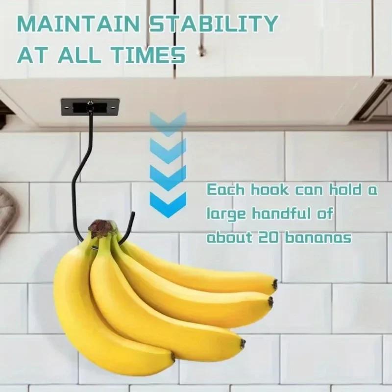2 Piezas/4 Piezas Gancho Soporte para Plátanos Mantenga los Plátanos Frescos Gancho Bajo el Armario Colgador de Plátanos para Artículos de Cocina Utensilios para el Hogar Almacenamiento de Toallas