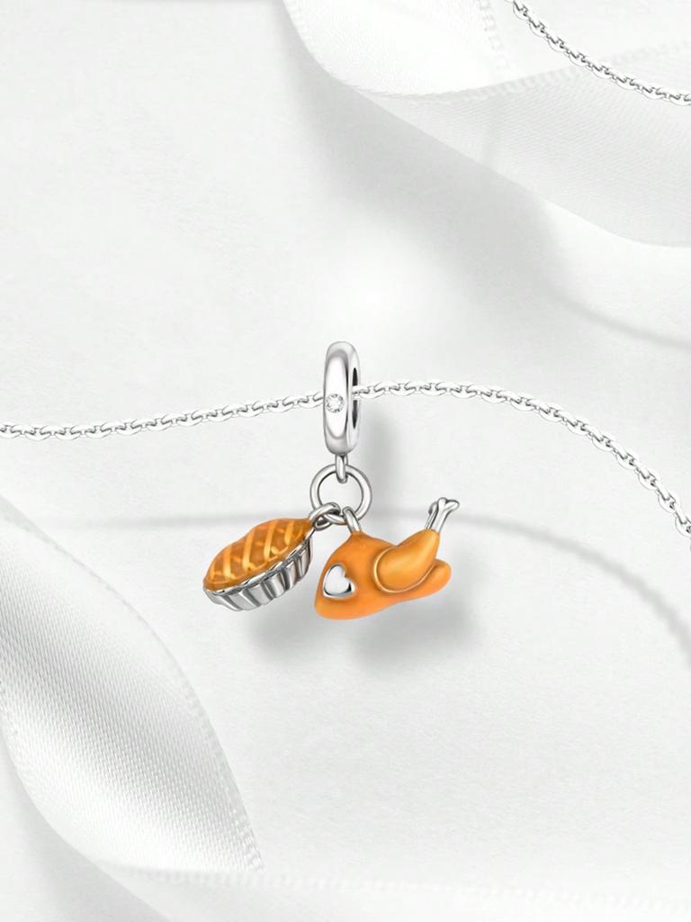 Charms Plata Copper Colors Fruit Dessert Cherry Cake Beads Charm Pendant For Original Bracelet For Women Diy Jewelry Love Gift