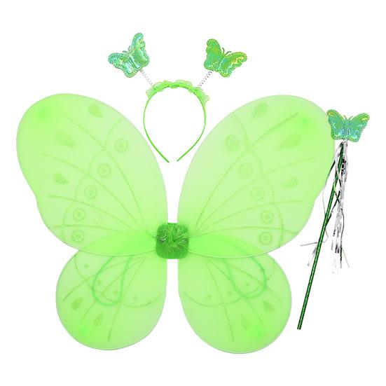 

Yousheng 1 Set Girls Butterfly Wings Kids Foldable Butterfly Fairy Wings Hairband And Wand Fairy Costume Props for Halloween Parties Cosplay Photo A зелёный