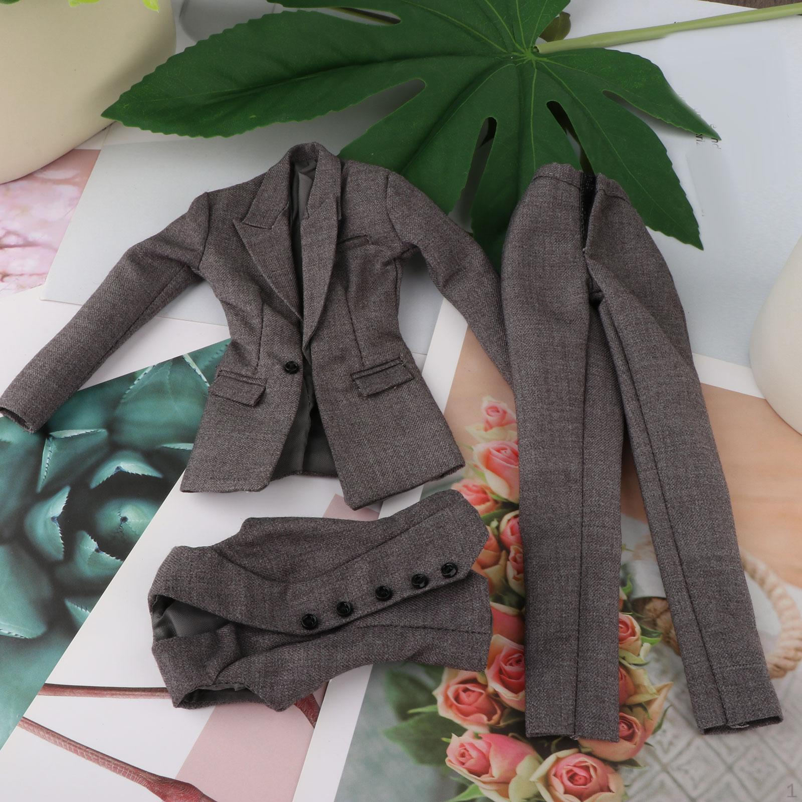 

Масштаб 1/6, 3 шт., кукольная одежда для женских фигурок, куртка и брюки, полный костюм ручной работы 12 серый