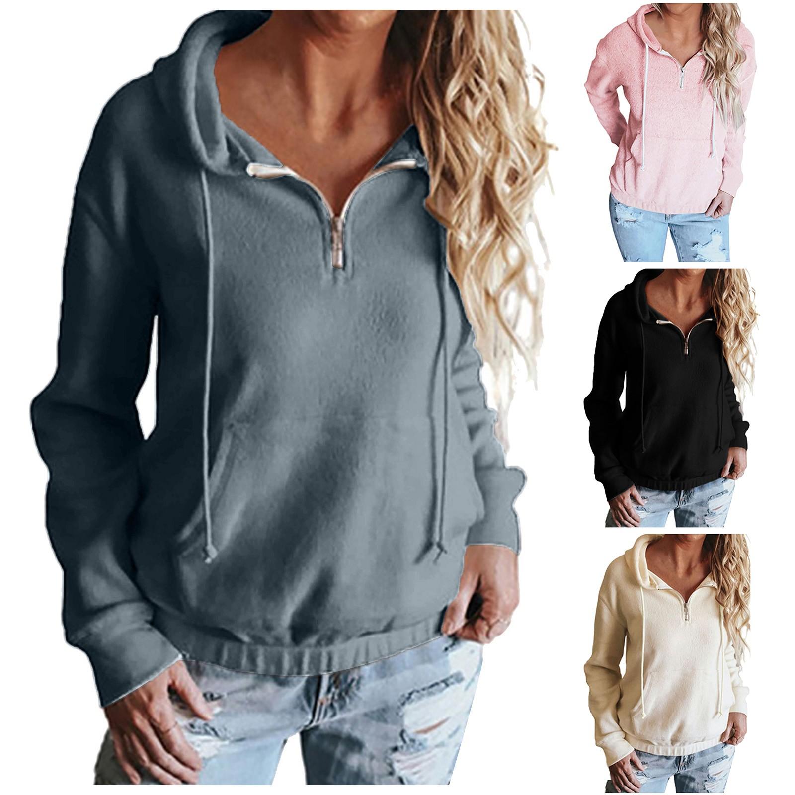 

Женский однотонный пуловер с капюшоном и шнурком с длинными рукавами, повседневная толстовка, топ