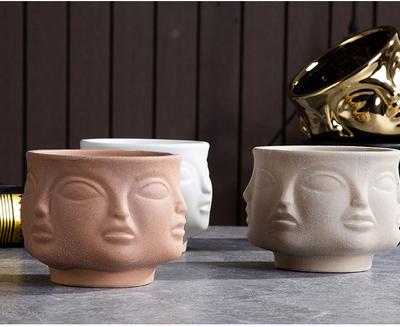 Ceramic Candlestick Jar Vase Potted Plant Art Vase Sculpture Crafts Human Face Flower Pot Storage Flower Arrangement Home Decors