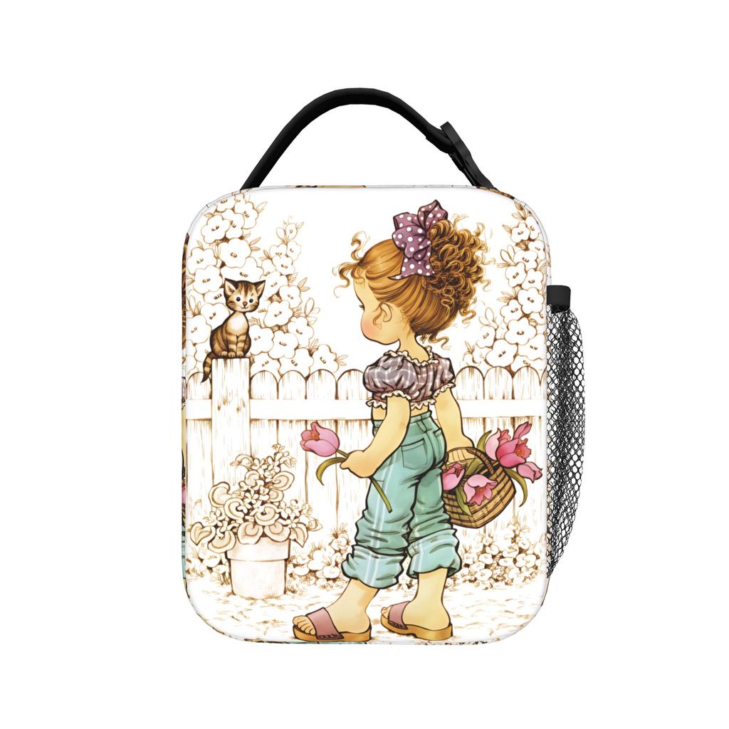 Sarah Kay Cat And Girl Cartoon Animation Lunch Bag Convenient Lunch Box Adult Cooler Bag Leisure Waterproof Thermal Lunch Bags