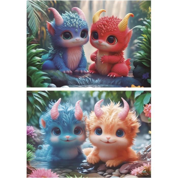 Puzzle - EDUCA - Monstres Mignons - 2 X 100 Pièces - Pour Enfants Dès 8 Ans - Thème Dessins Animés