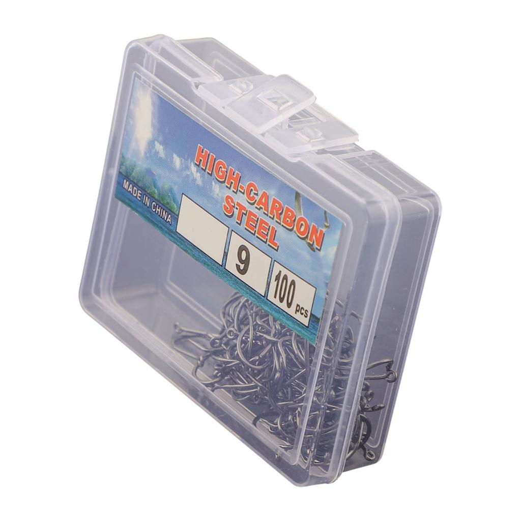 5#-15# Fish Hook Box Black Crooked Mouth High Carbon Steel Hook With Barb