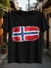 Brush Stroke Norway Flag Tee Rough Red And Blue Nordic Cross Artwork Minimal Patriotic Paint Unisex All Tshirt