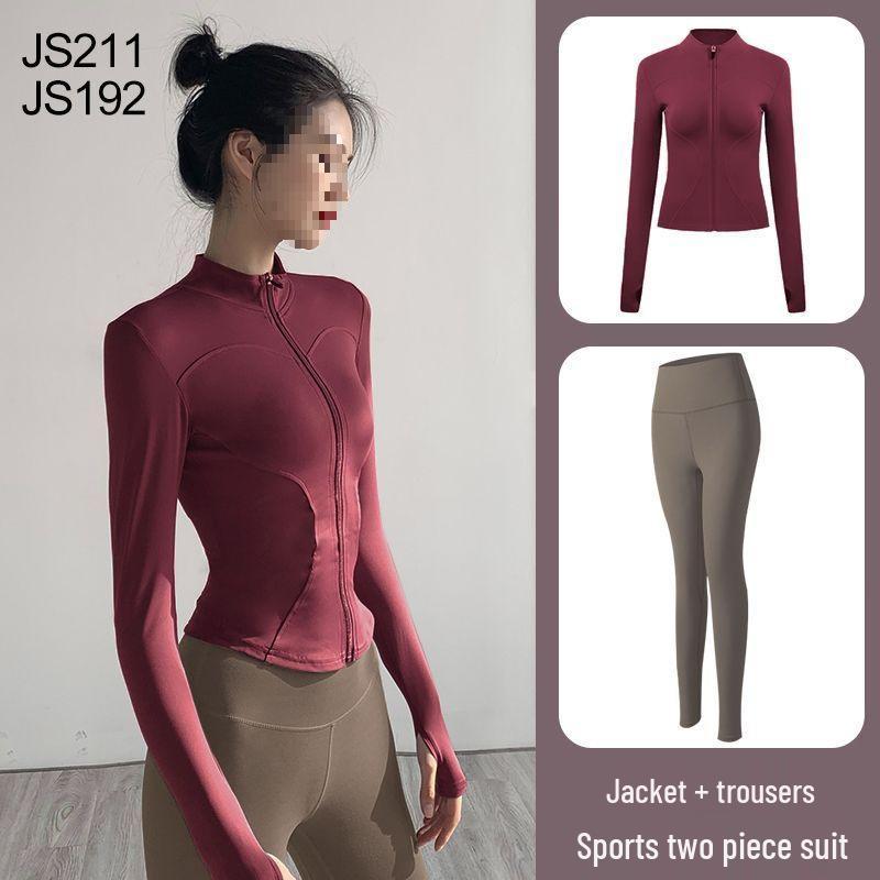 Women's Quick-Dry Yoga Suit: Stand Collar Jacket & Long Sleeve Top for Running & Pilates