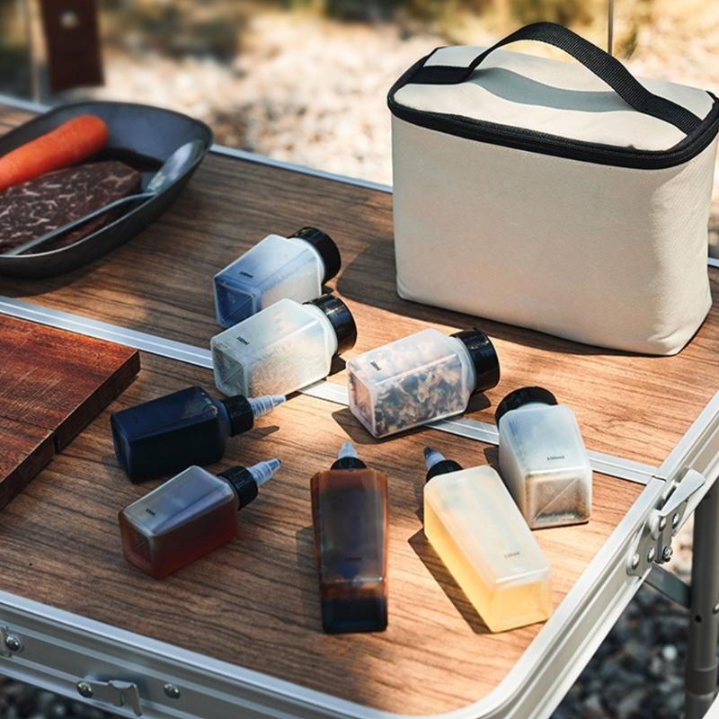 6Pcs Portable Seasoning Bottle Set Kitchen Seasoning Container Outdoor Barbecues Spices Jar  Picnics Supplies Easy To Carry