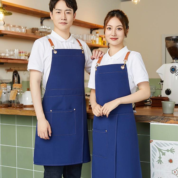 Waterproof Canvas Apron with Logo Printing for Manicure & Barista/Catering Use Canvas/Light Coffee