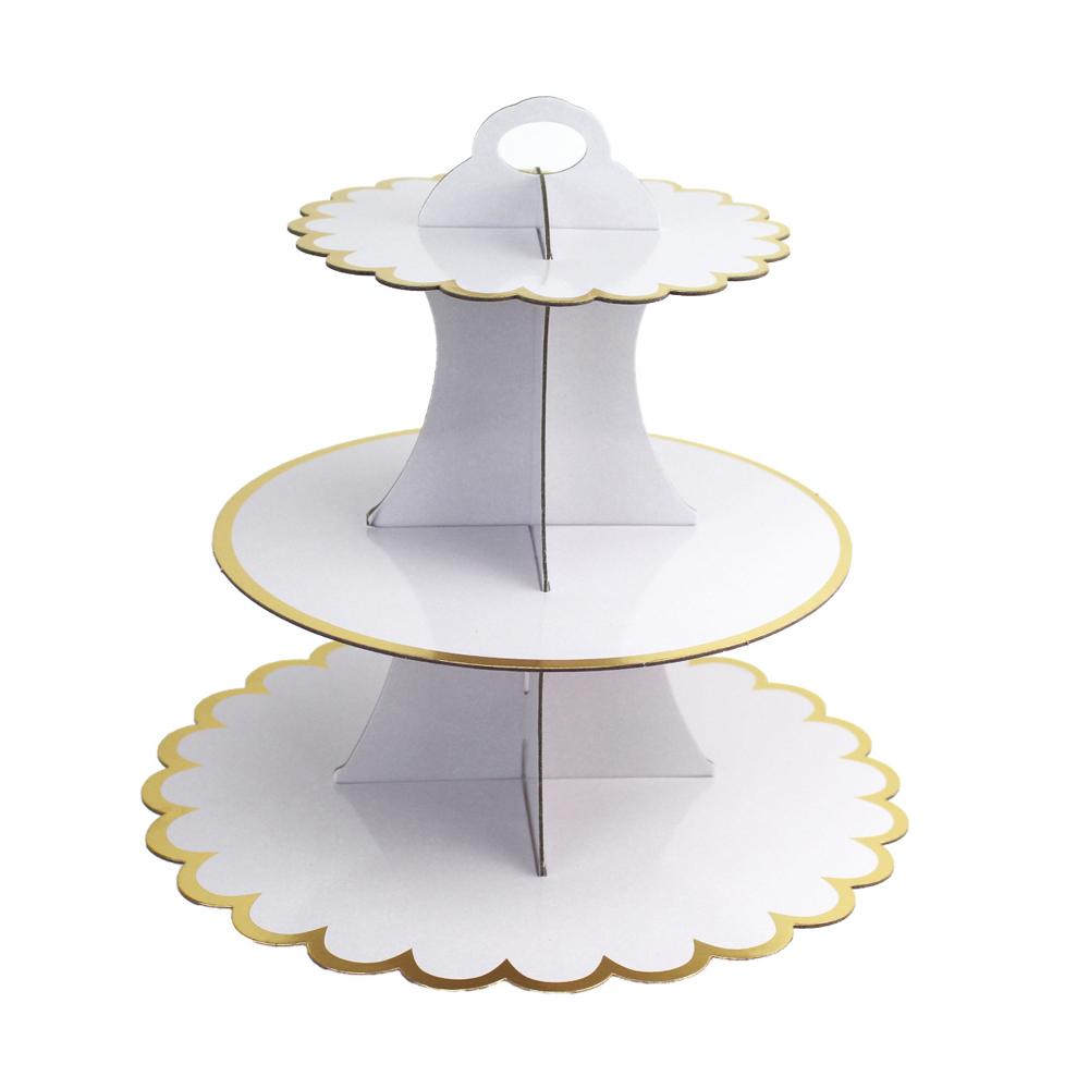 Cake Stand Afternoon Tea Wedding Plate Party Tableware 3-Layer Disposable Cake Stand Tower Suitable for Birthday Party