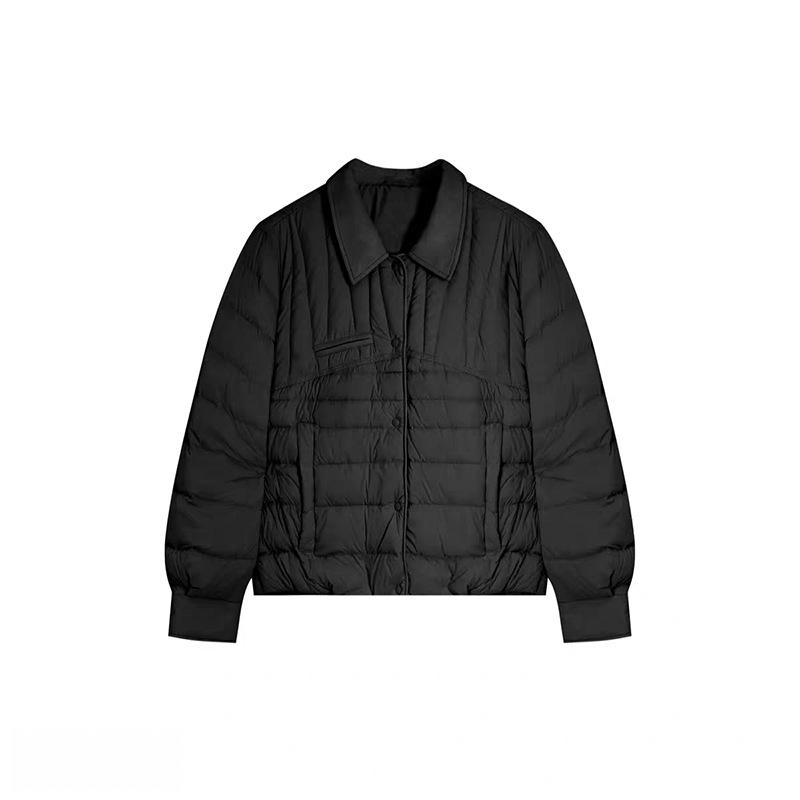 PU lapel white duck down light down jacket women's short winter new high-end small casual top