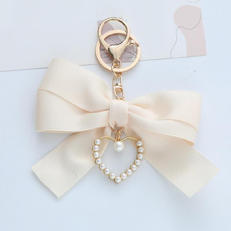 Lightweight Pearls Heart Ribbon Bowknot Keychain Accessory Crafted From High Quality Materials For Long Lasting Use