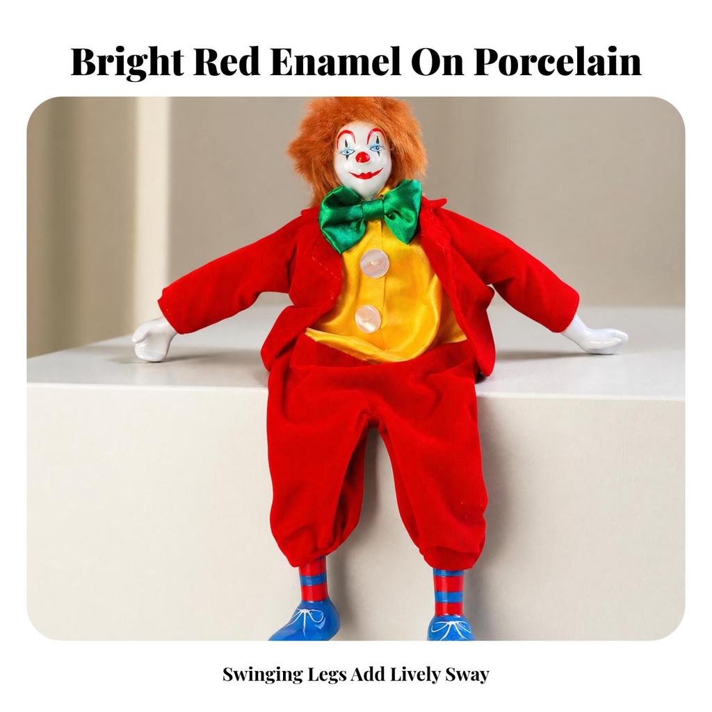 Clown Figurine with Cloth Body Adorable Handmade Lovely