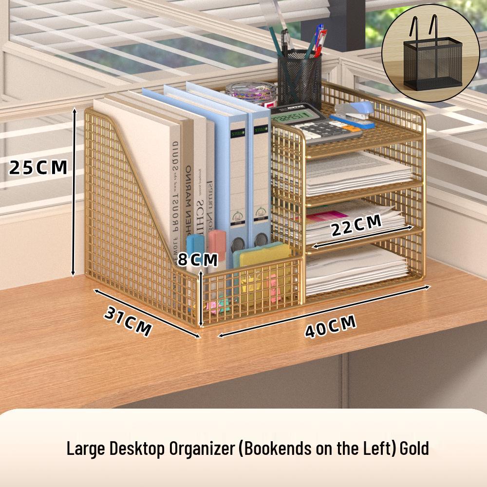 Multi-Layer Desk Organizer for Office Supplies and File Storage