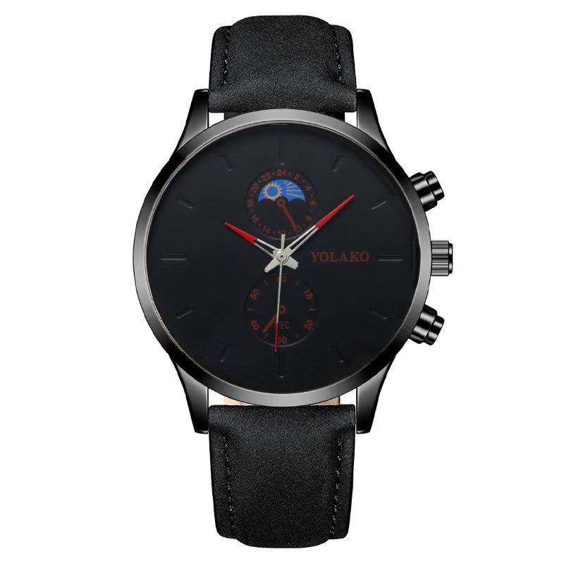 Fashion Moon Two Eyes Men's Watch Men's Watch Belt Quartz Watch