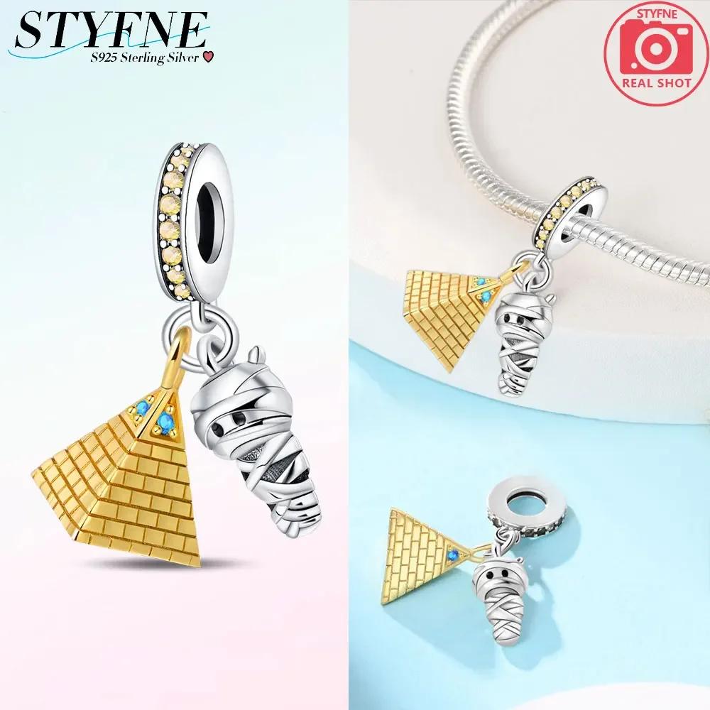 Kupfer Mumien Pyramide Zweiteiliges Set Charm Anhänger Passen Original Charm Armband DIY Perlen Für Frauen Schmuck Geschenk