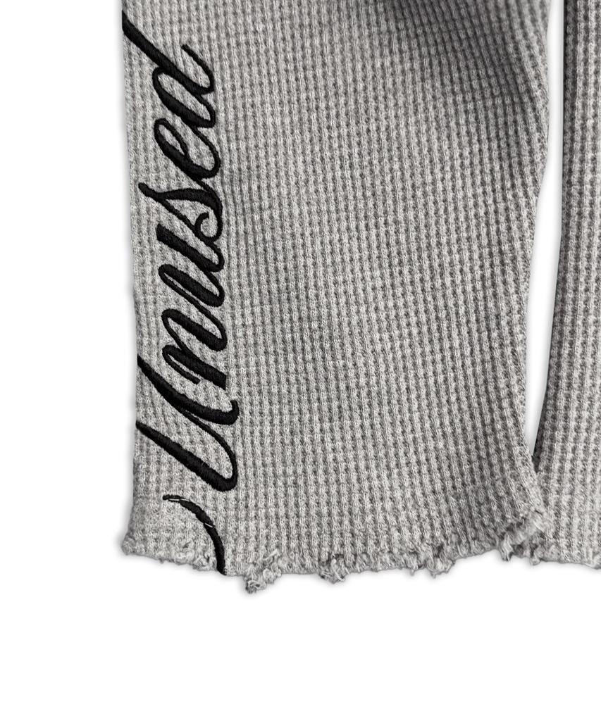 UNUSEDLAB Waffle Lettering Embroidered Long Sleeve [Gray]