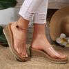 Fashion Wedge Heel Transparent Pvc Sandals Women 2025 Plus Size Thick Bottom Summer Slippers Woman Platform Outdoor Slides Female 36-43