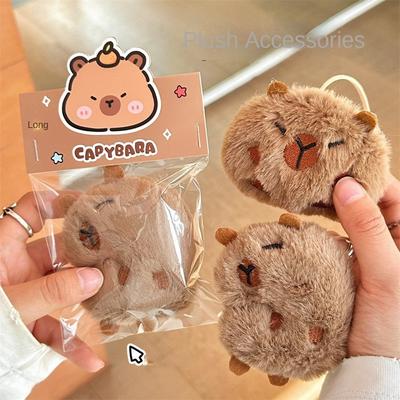 Cute Plush Capybara Keychain Cartoon Bag Pendant Capybara Doll Brooch Fluffty Animal Doll Key Ring Pendant Men Women