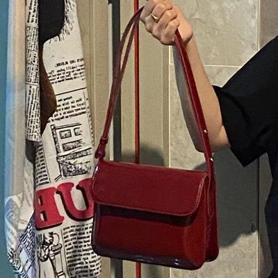 Elegant Patent Leather Women's Small Square Bag Ladies Vintage Shoulder Crossbody Bags Fashi Simple Female Handbags Tote Purse