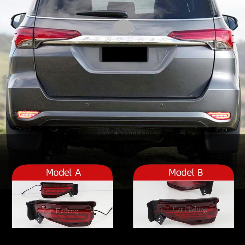 1 Set LED Reflector For Toyota Fortuner SW4 2015 2016 2017 2018 Rear Bumper Light Fog Lamp Brake Light Turn Signal