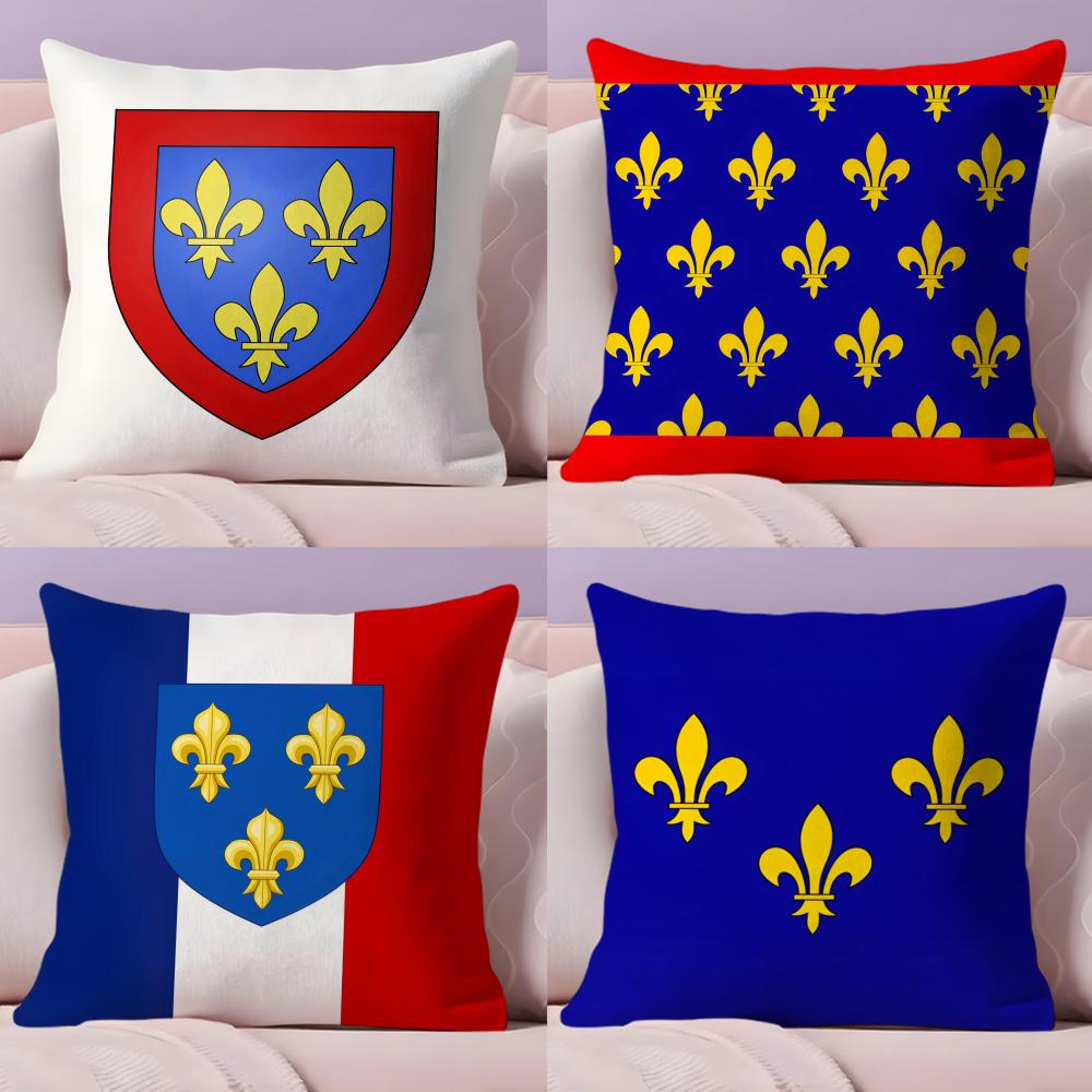 Anjou Flag French Region Cushion Cover Plush Fabric Soft Double-Sided Printed Invisible Zipper Sofa Pillow Case Home Decor