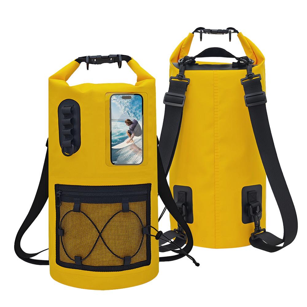 

Multi-functional PVC Waterproof Dry Bag Backpack with Mesh Pocket & Straps for Hiking Mountaineering Rafting Camping & Cycling 20L жовтий