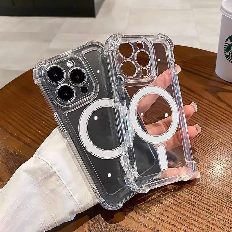 Luxury Magnetic Transparent For Magsafe Wireless Charging Case For iPhone 17 16 15 Pro Max 14 Plus 13 12 11 Air Shockproof Cover