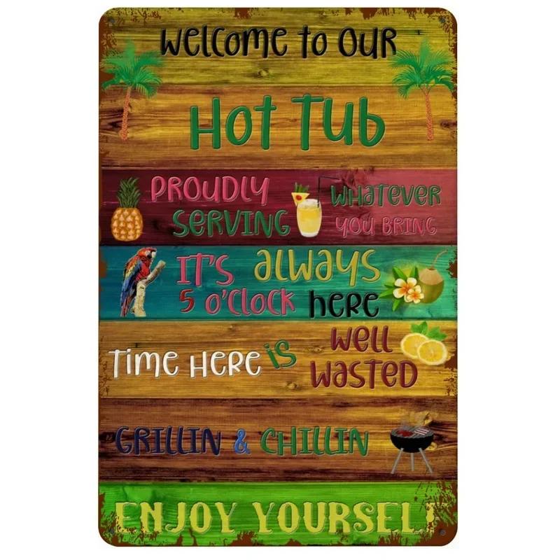 Vintage Tiki-Inspired Man Cave Signs - "Tool Rules", a Farm Fresh Decoration for Garage,Garden,Home,Cafe, Living Room, Club,