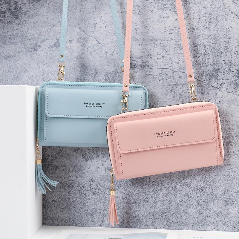 large-capacity multi-functional solid color one-shoulder bag fashion simple horizontal slung mobile phone bag lady