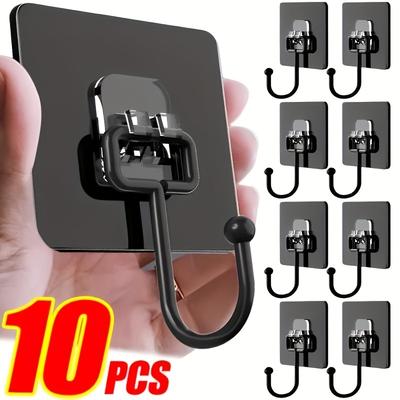 10 Pack High Quality Modern Style Heavy Duty Wall Hooks - Plastic, Self Adhesive Utility Hooks, Wall Mounted, Suitable for Bathroom, Kitchen