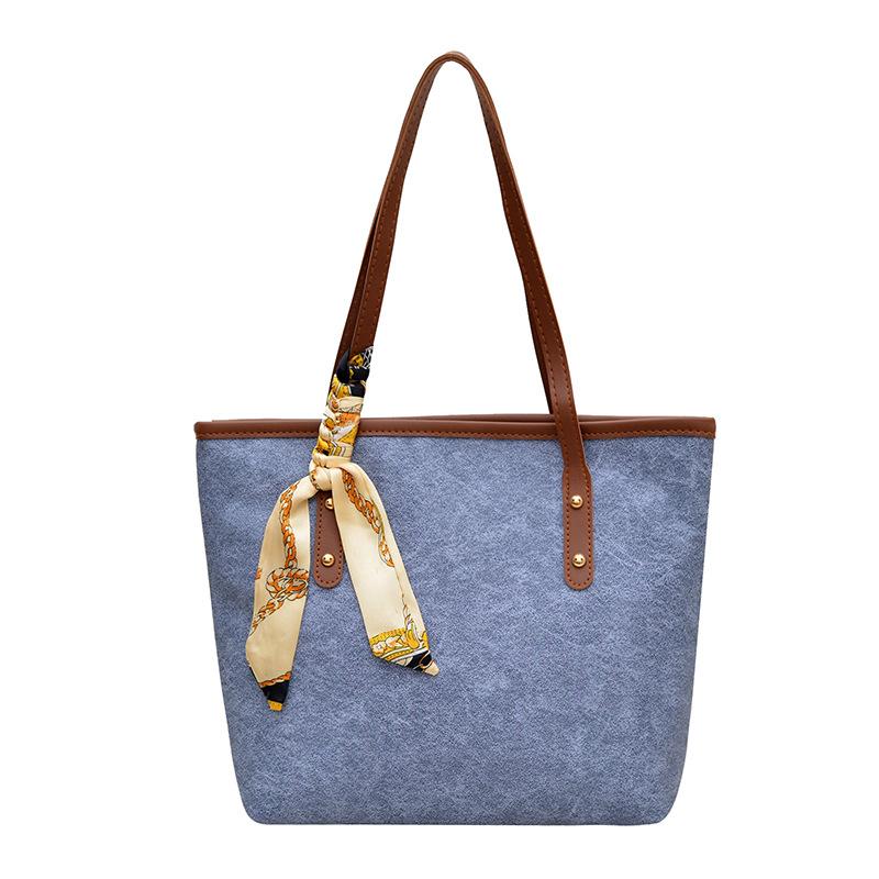 

silk scarf personalized solid color trend simple new large capacity fashion foreign style one shoulder portable underarm tote bag